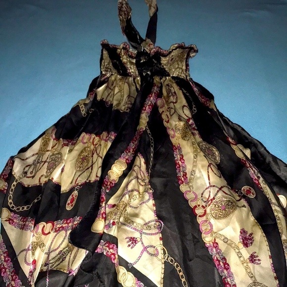 𝅺TU french silk smocked handkerchief style chain print size 6 - Picture 1 of 6